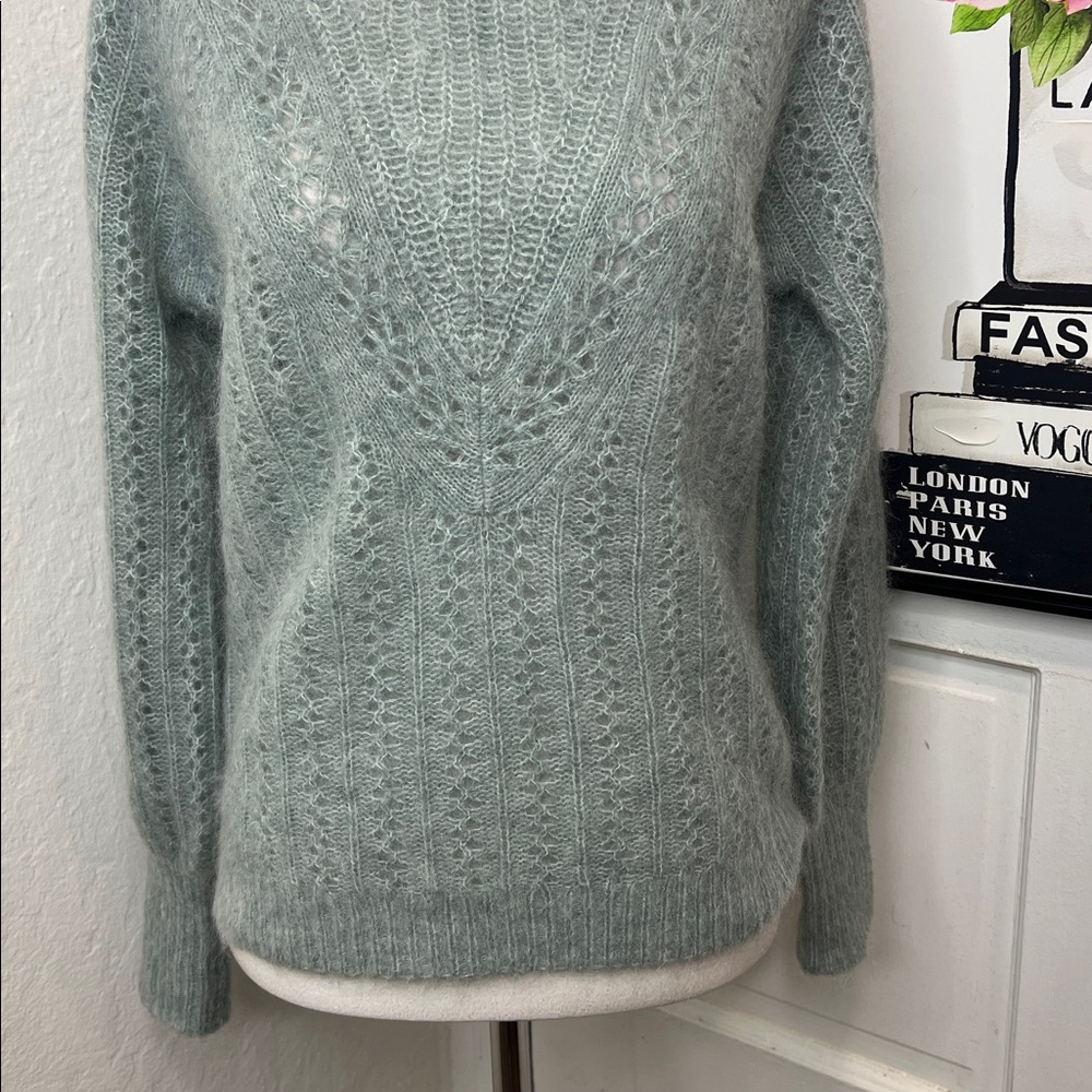 Sézane Rosa Mohair Jumper Sweater w/Ballooned Sleeves in Sea Mist Green Size S - Picture 6 of 9